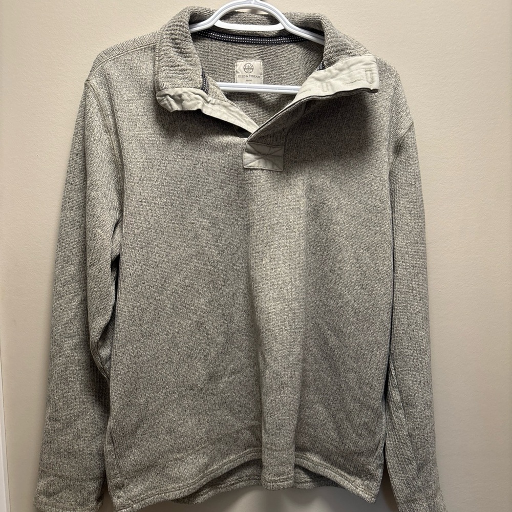 Field & Stream Men's Light Gray Zip-Up Mock Neck Sweater